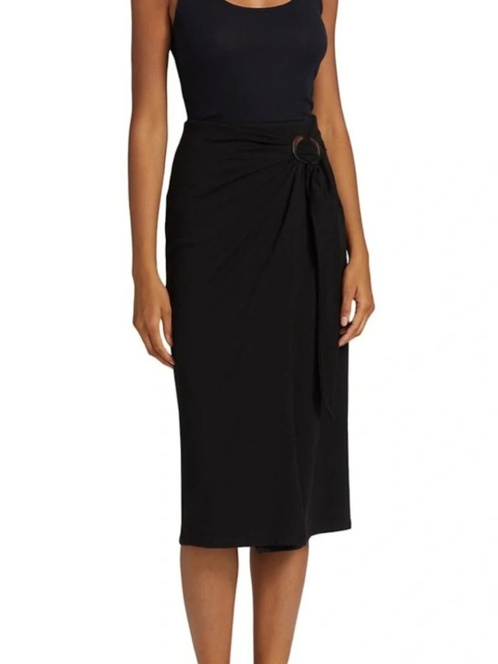 Vince Faux Wrap Skirt with Tortoise Buckle